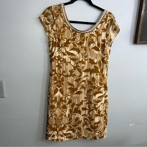 Sundance Gold and Cream Floral Mini Dress